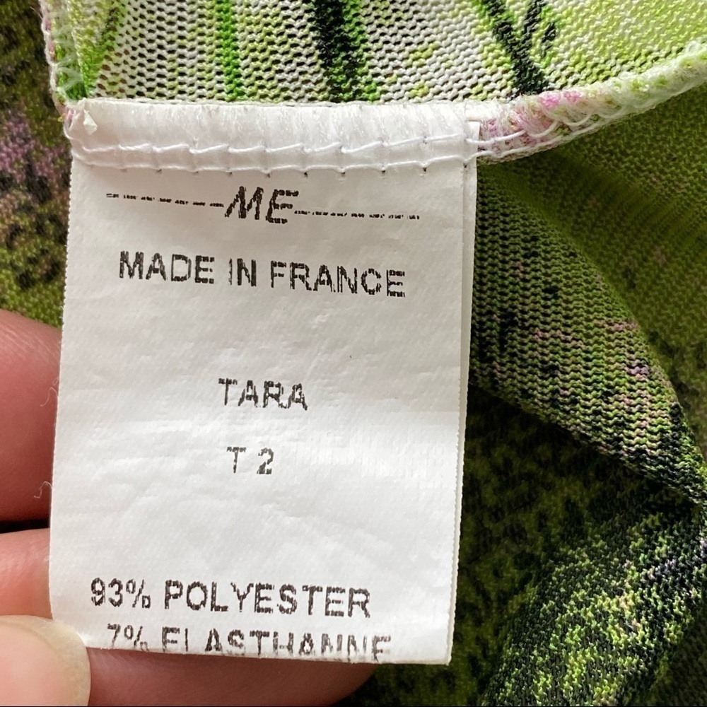 Artistic Green & White Asymmetrical ME Made in France Mix fabric Bogo tunic Smal - Picture 10 of 12